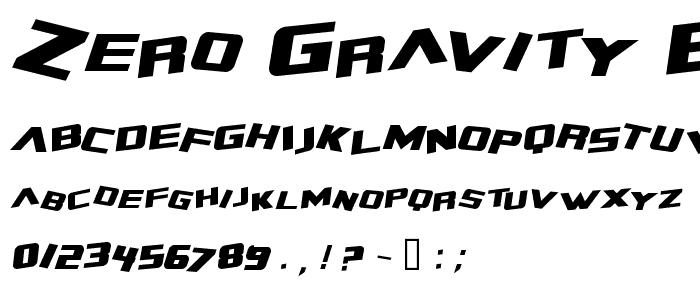 Zero Gravity Extended Italic font